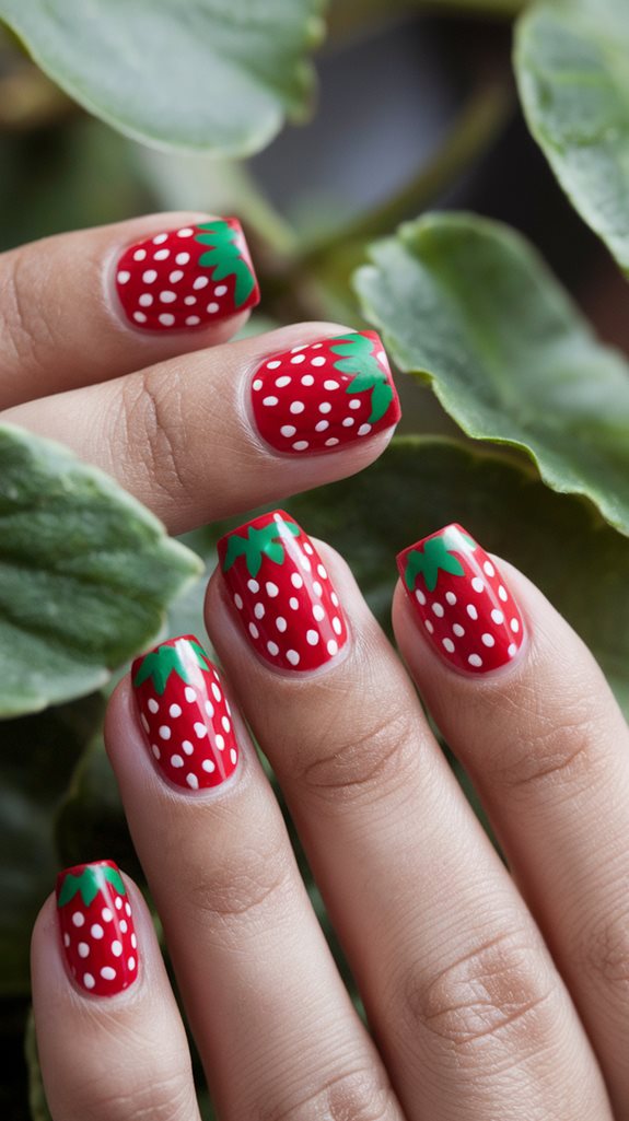 strawberry print polka dots