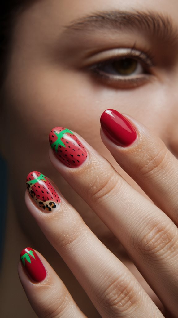 strawberry themed animal patterns