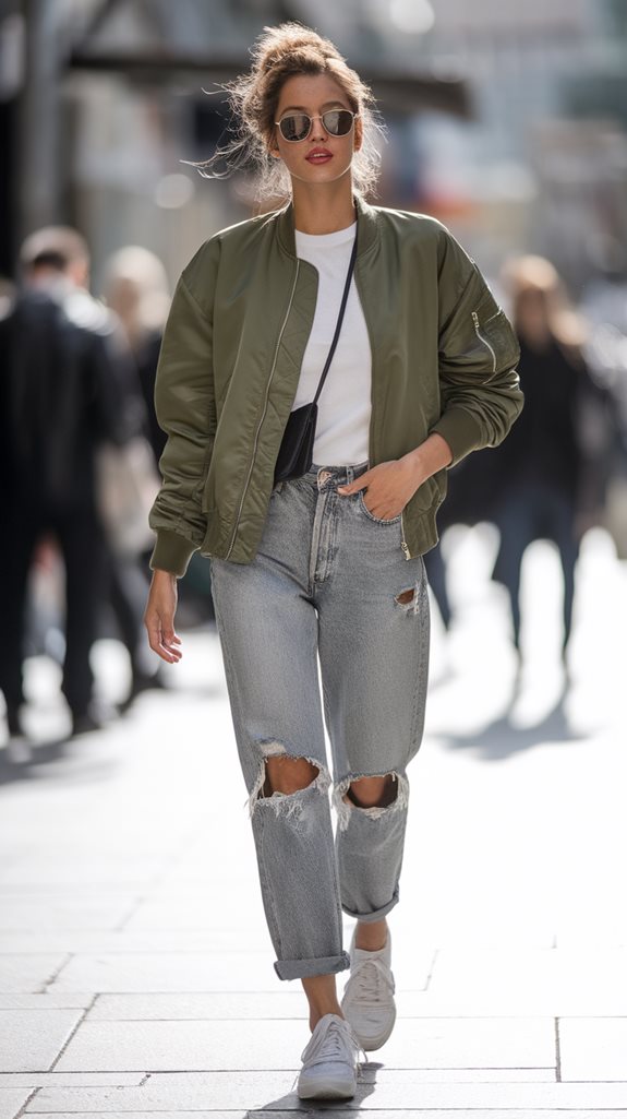 stylish bomber jacket ensemble