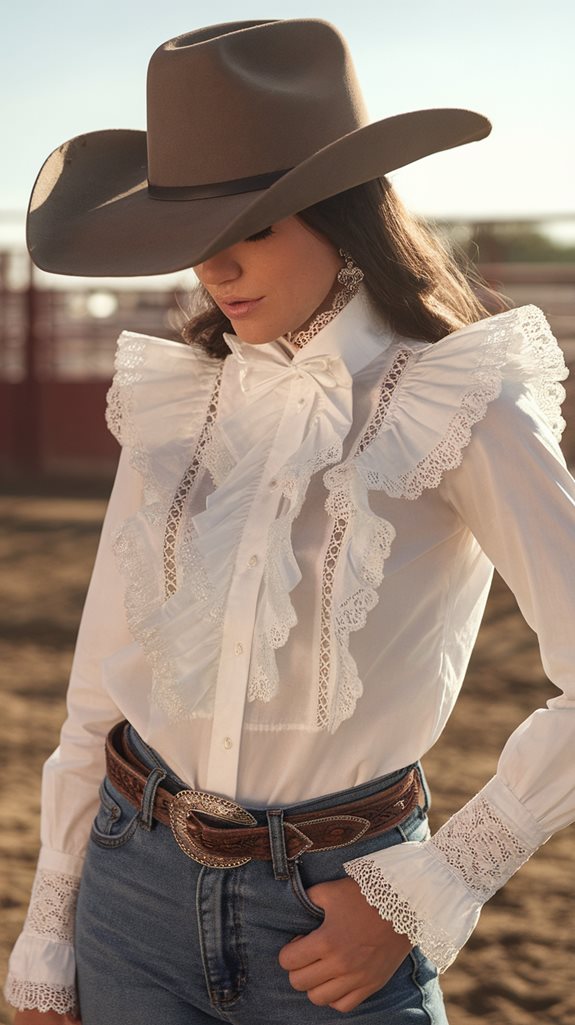 stylish ruffled western top