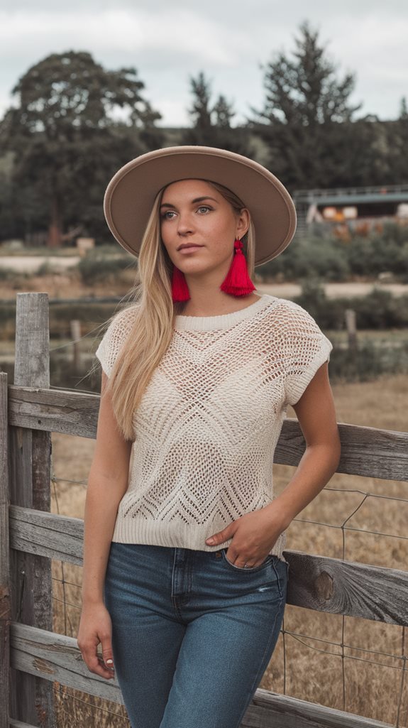 tassel earrings knit top