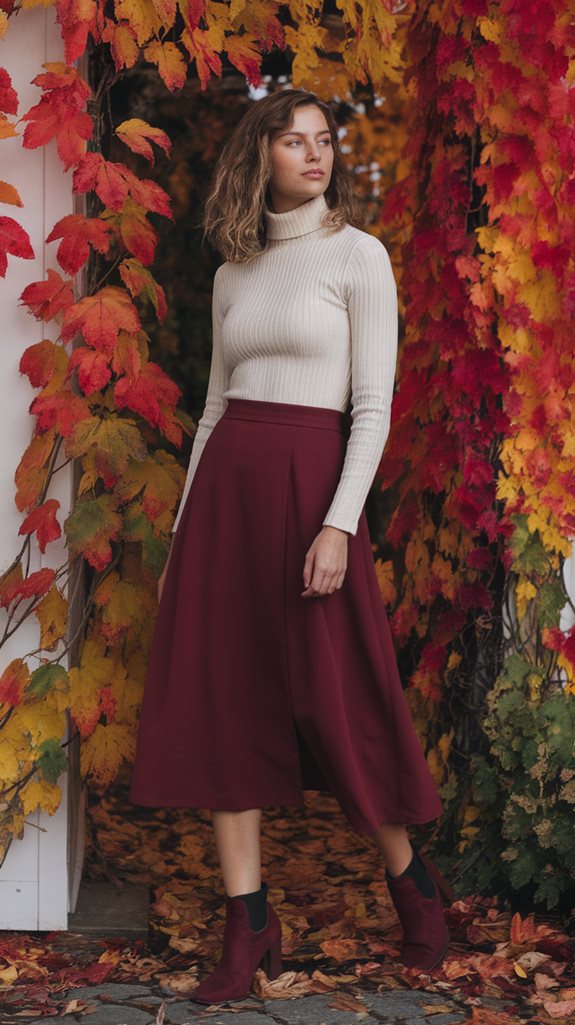 turtleneck and skirt outfit