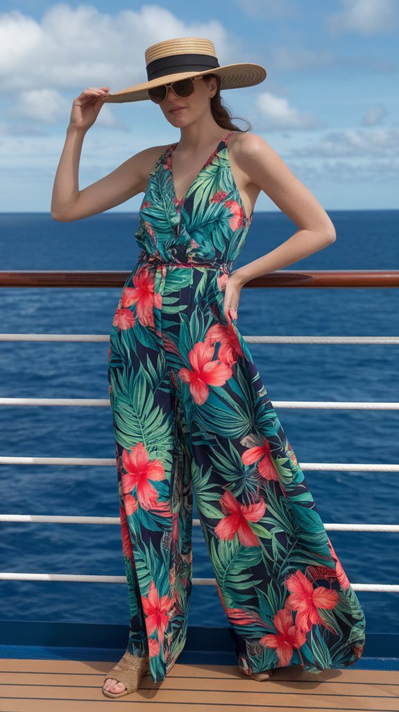 vibrant tropical patterned jumpsuit