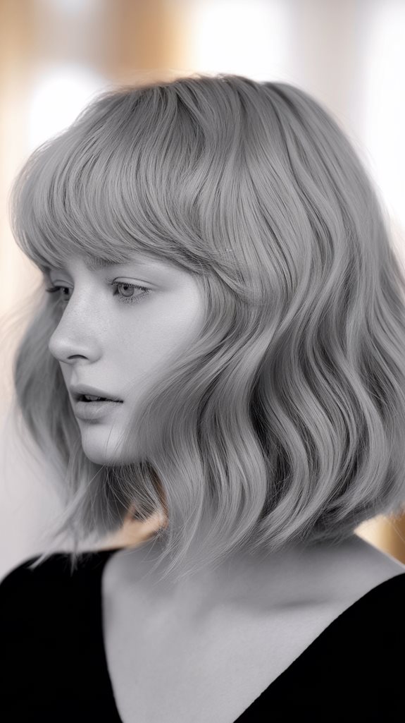 wavy bob hairstyle bangs