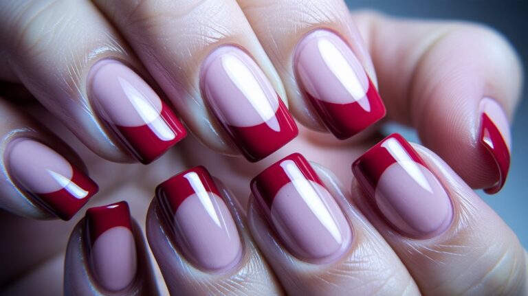 21 Red French Tip Nails