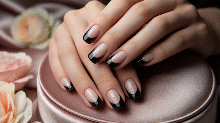 25 Black French Tip Nails