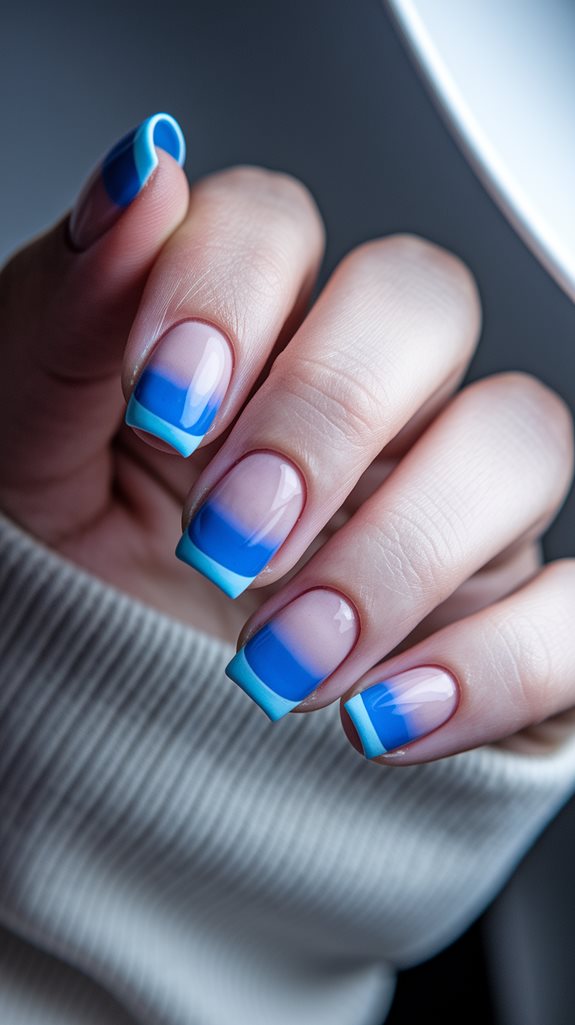 blue gradient nail tips