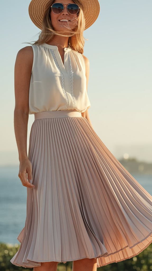 chic pleated skirt ensemble