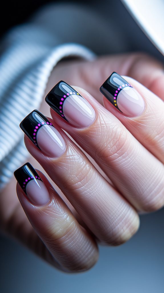 colorful accents on black