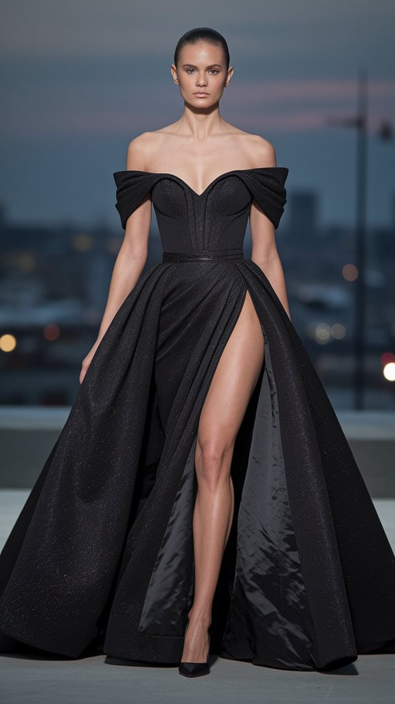 elegant black gown slit