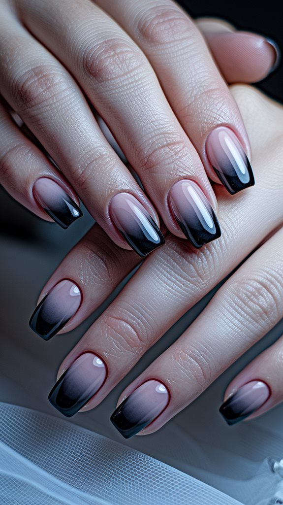 elegant black ombre nails
