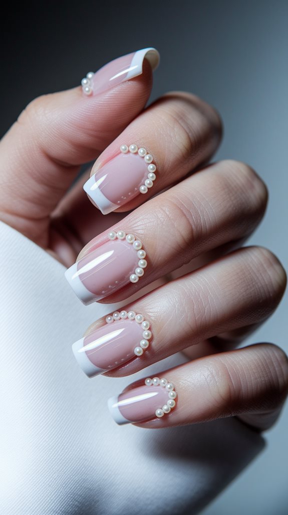 elegant pearl tipped nails
