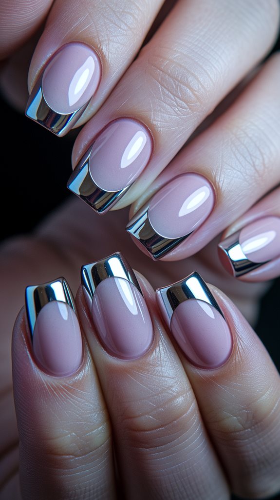 elegant pink chrome nails