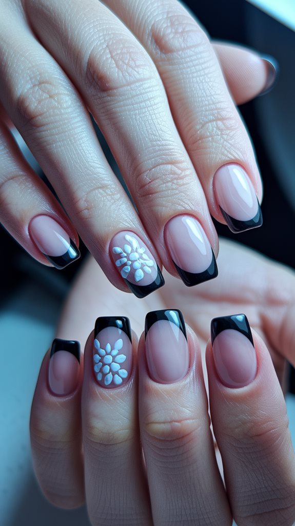 floral accented black tips