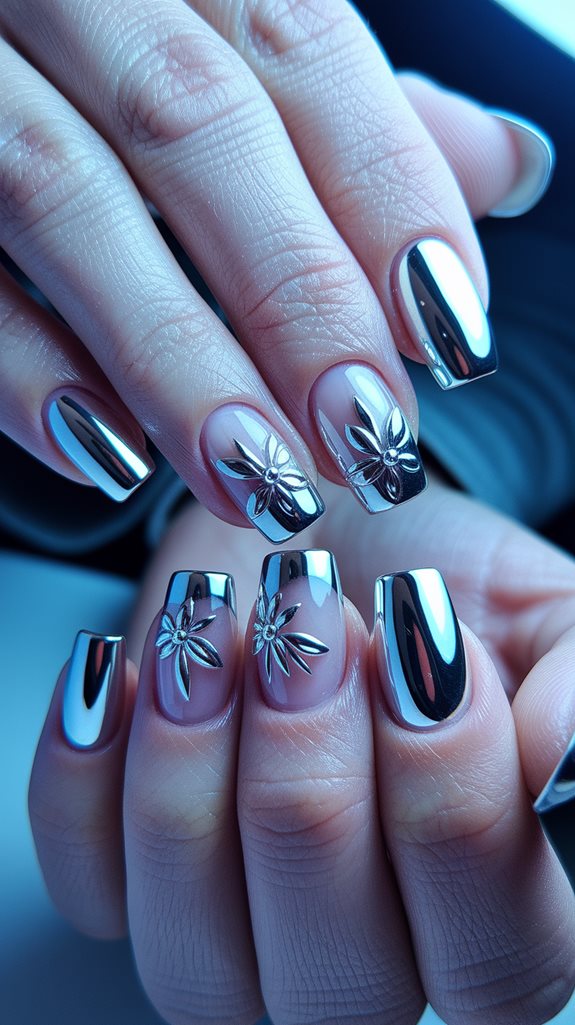 floral decorative chrome accents