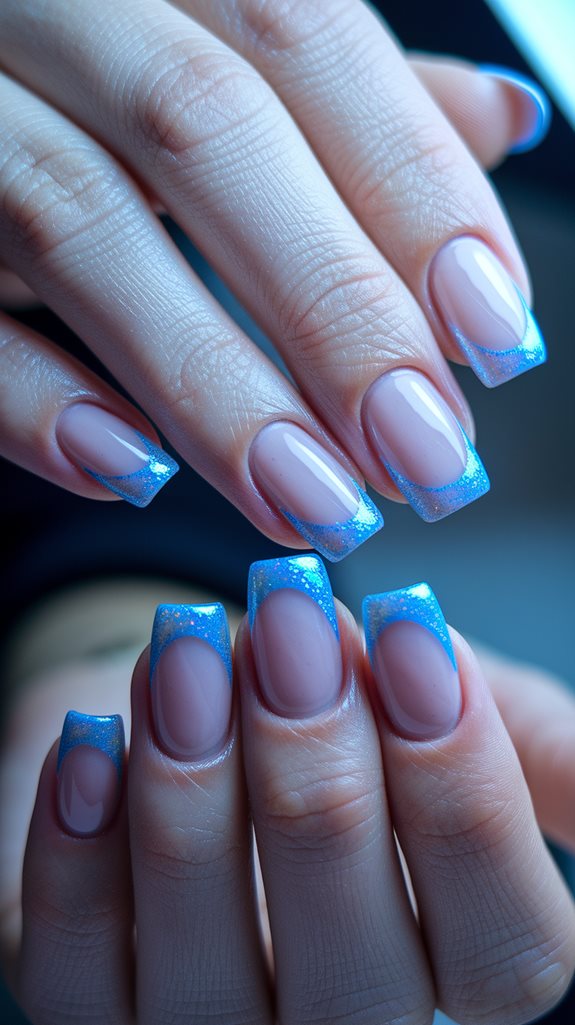 glittering frosty blue tips
