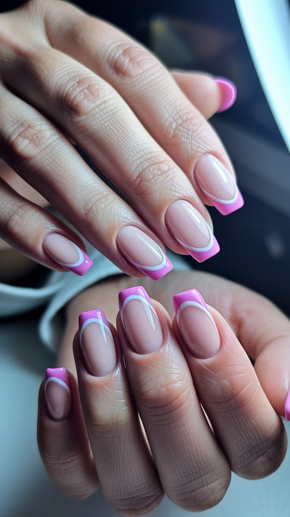 gradient pink tip nails