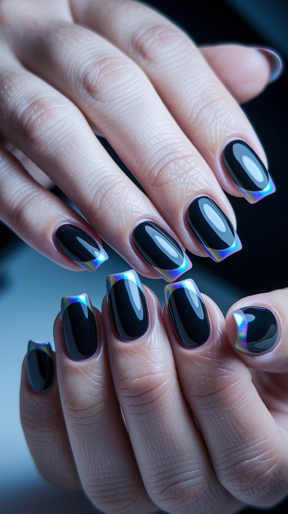 holographic black tipped design