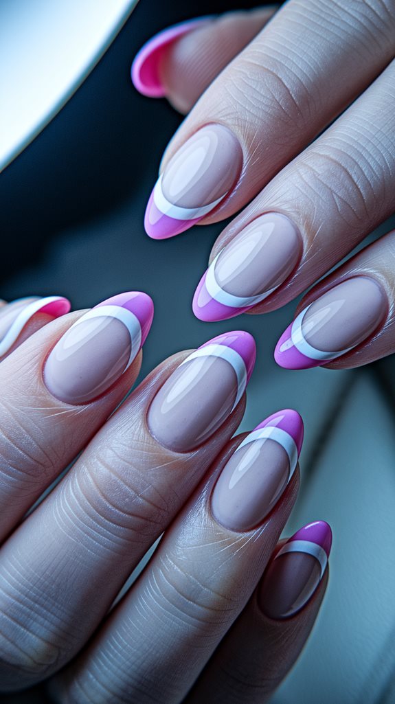 pink almond shaped nail tips