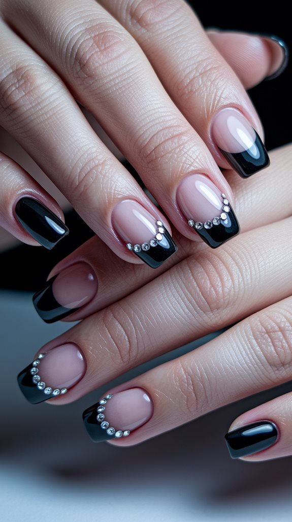 rhinestone embellished black tips