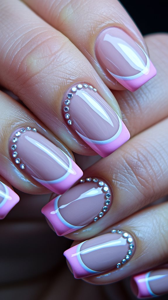 rhinestone embellished pink tips