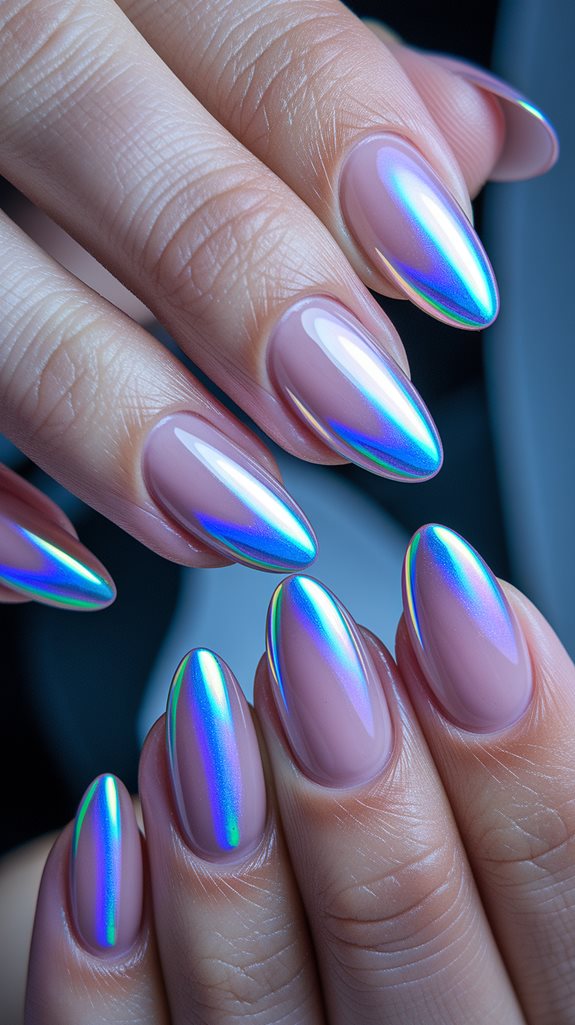 shimmering holographic nail design
