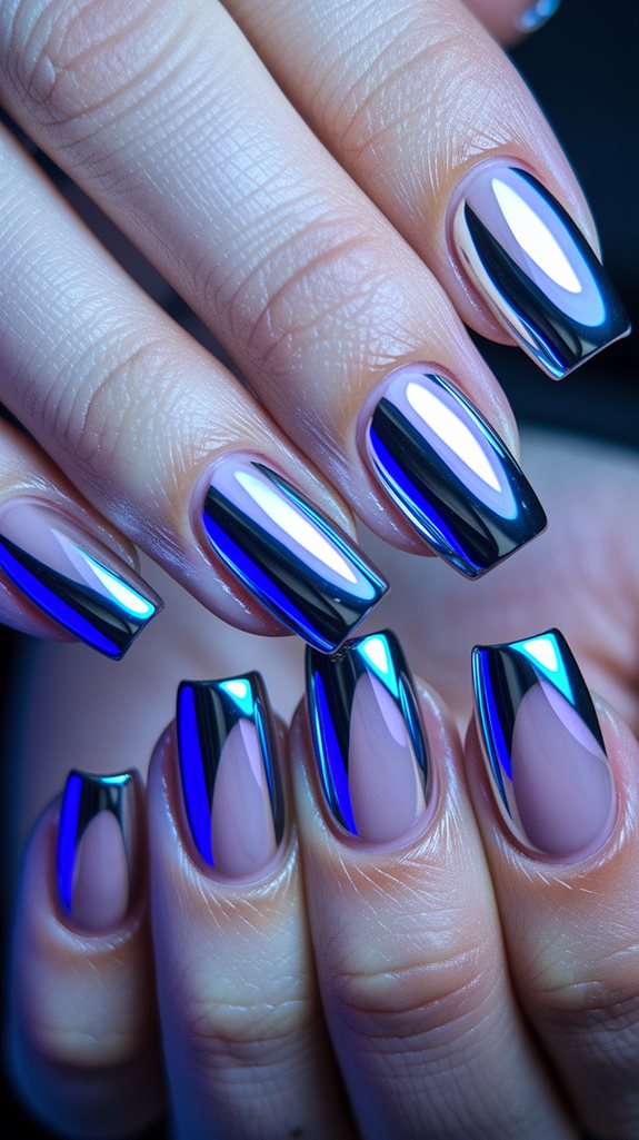 shiny blue metallic finish