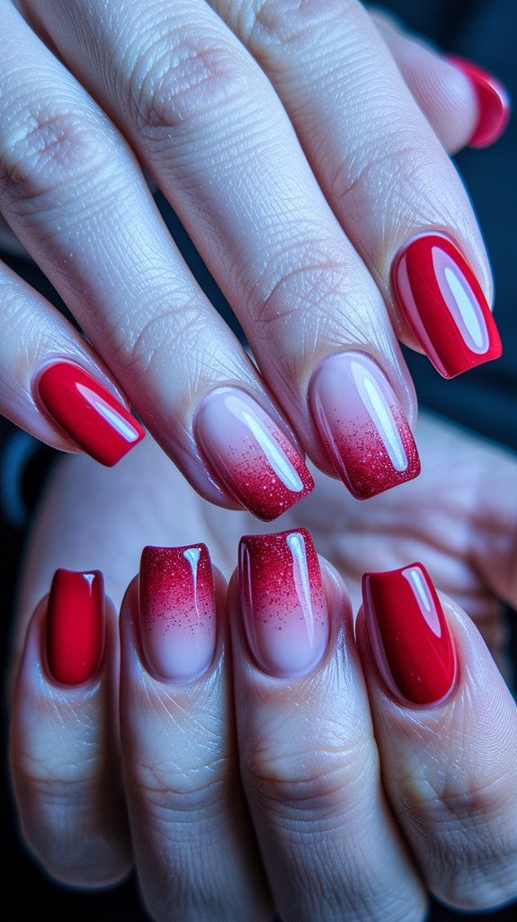sparkling crimson gradient nails