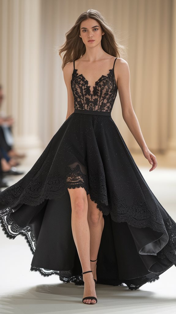 stylish asymmetrical black dress