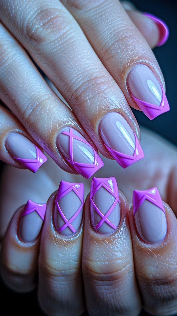 stylish geometric pink manicure