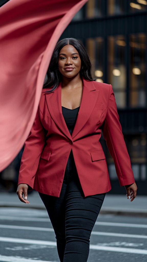 vibrant blazer sleek jeans