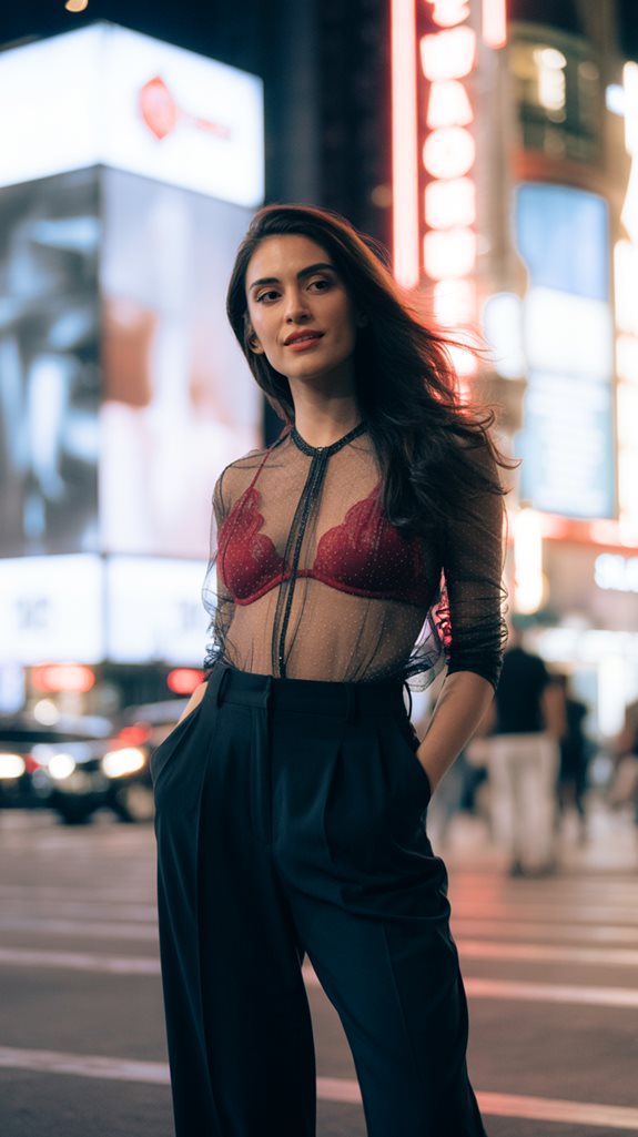 chic sheer top ensemble