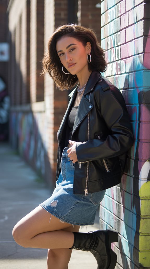 edgy leather jacket ensemble