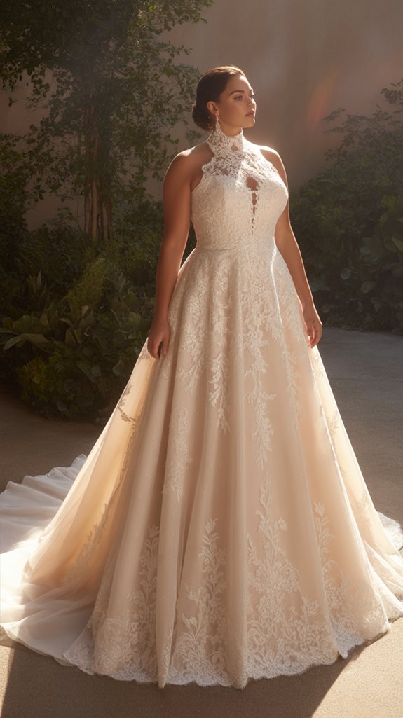 elegant high neckline bridal