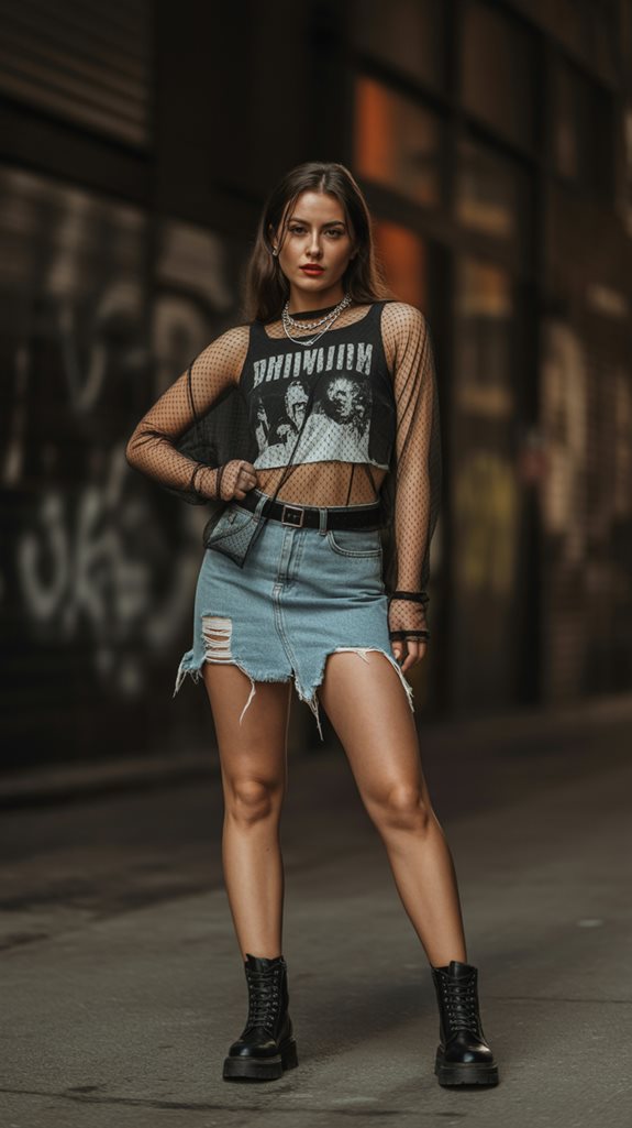 edgy mesh feminine denim