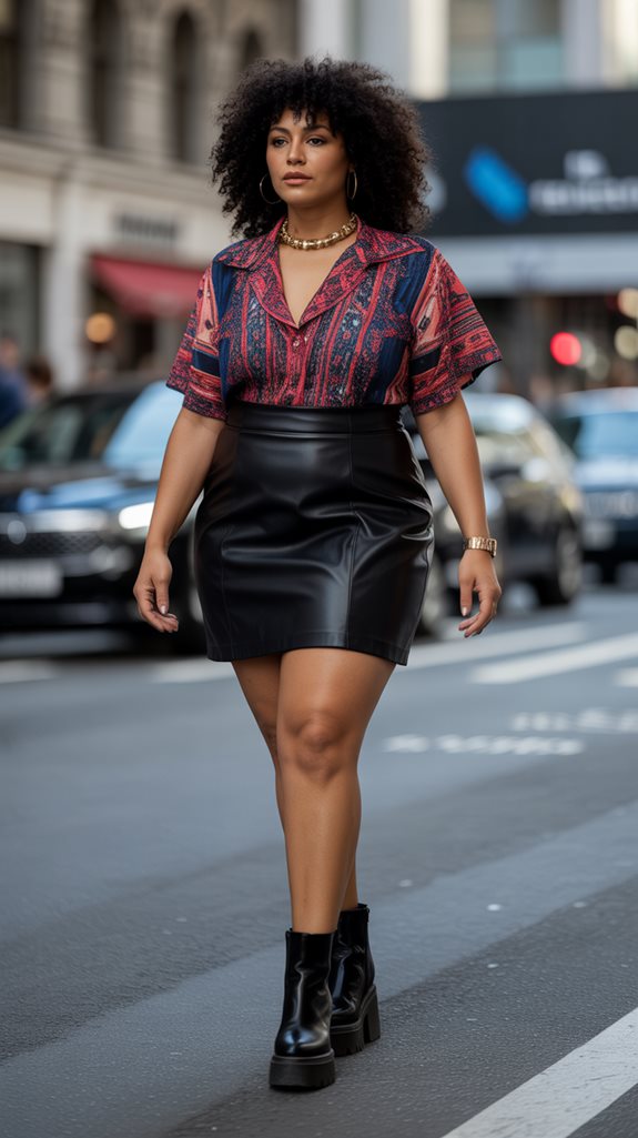 edgy skirts vibrant blouses