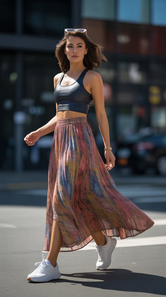 sporty maxi skirt style