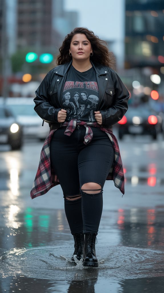 vintage tee leather jacket