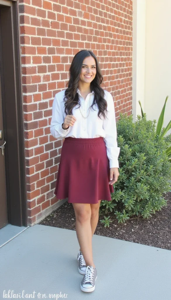 A-Line Skirt With Comfortable Sneakers