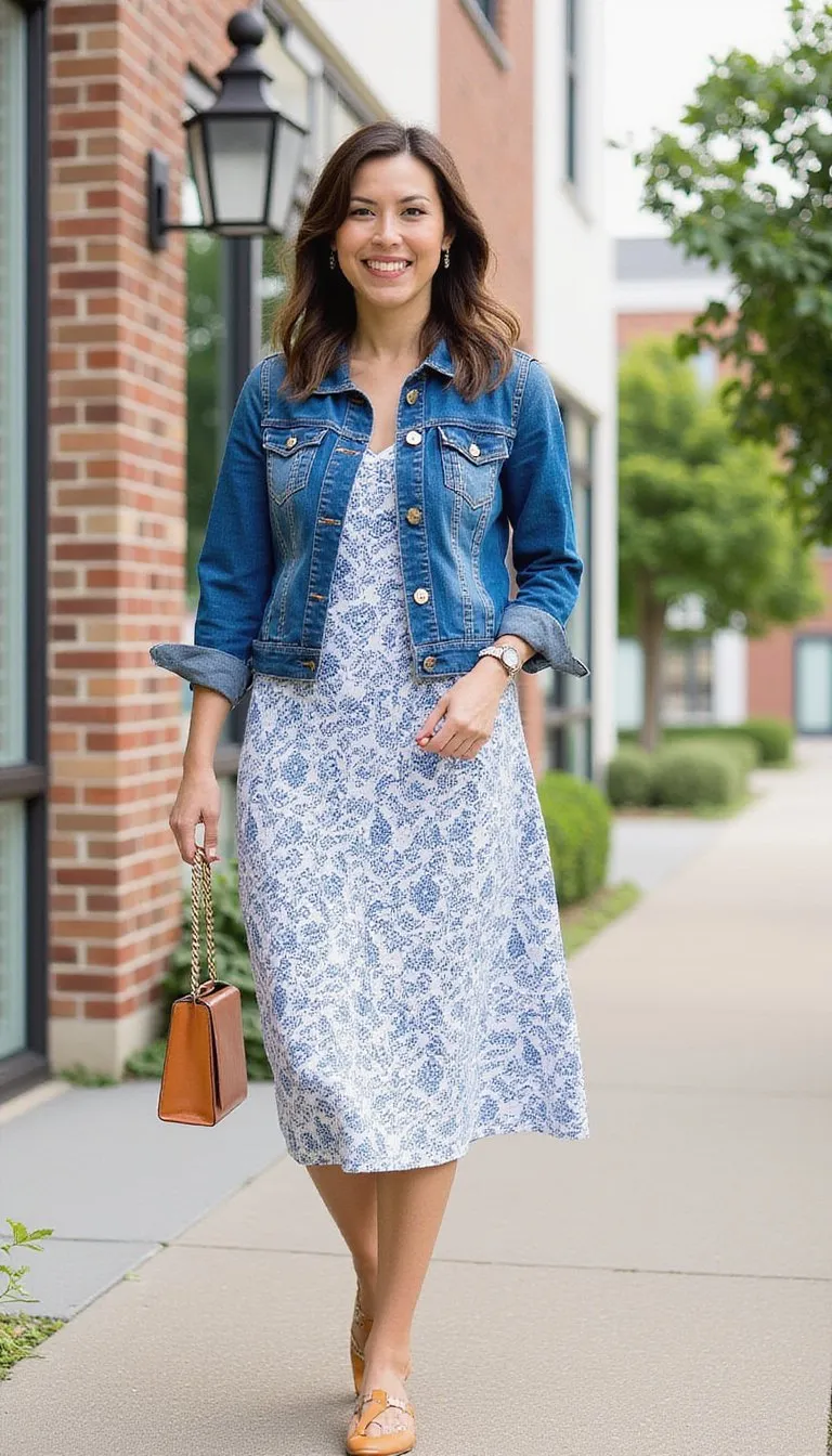 Denim Jacket and Comfortable Midi Dress Combo