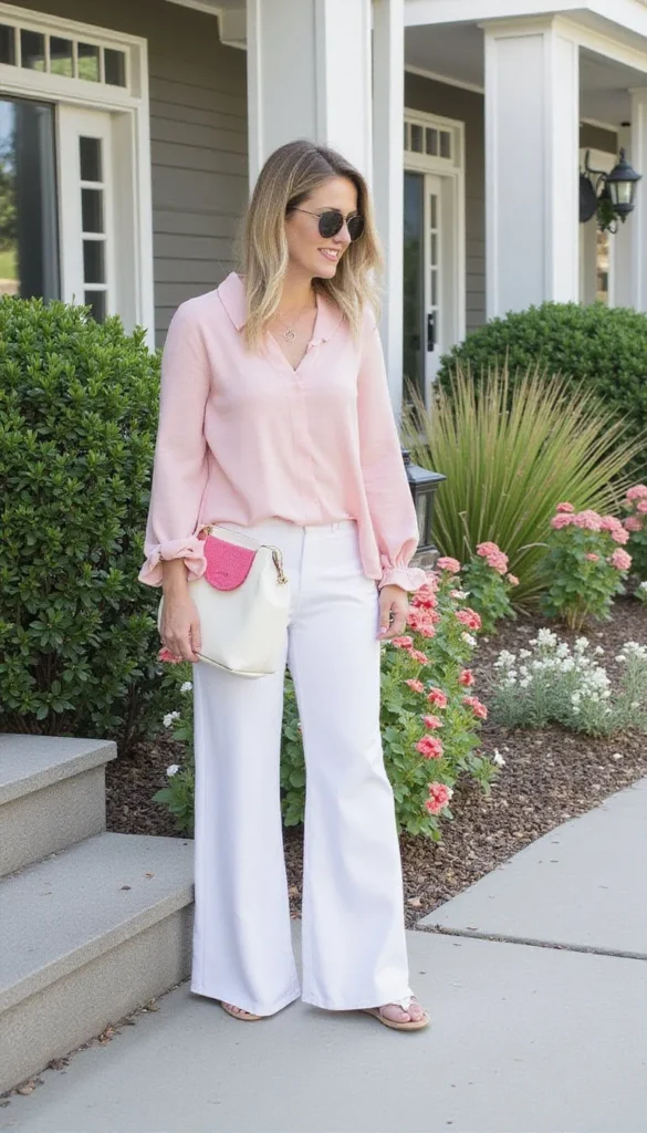 Wide-Leg Trousers With Soft Blouse