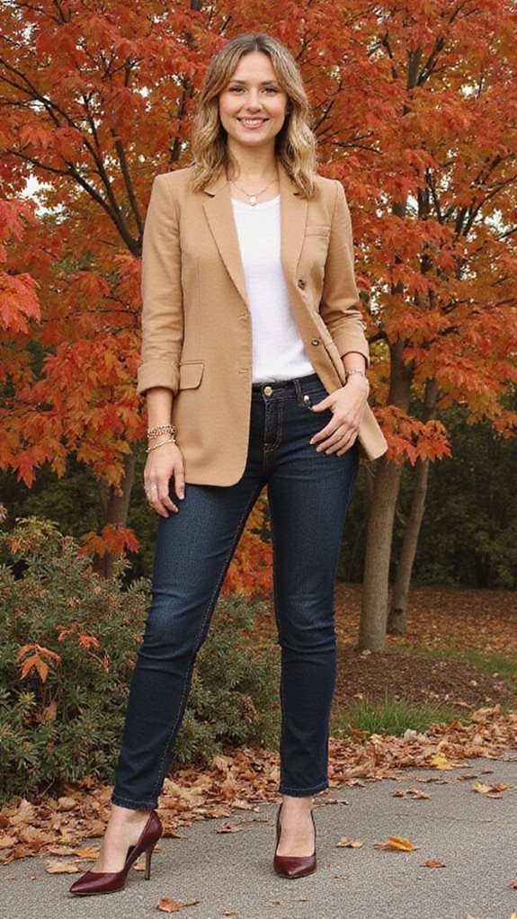blazer jeans pointed toe flats