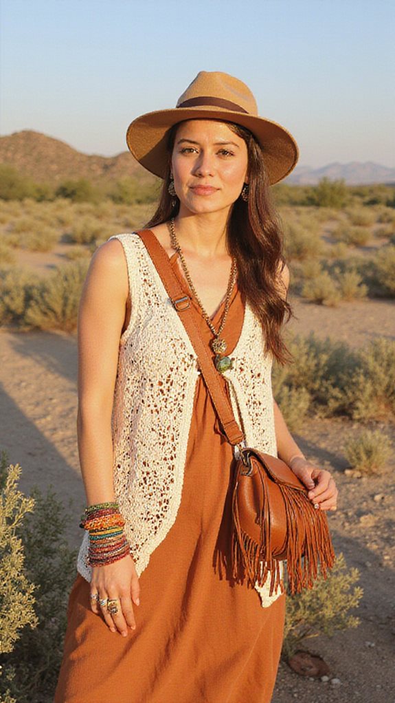 bohemian crochet vest style