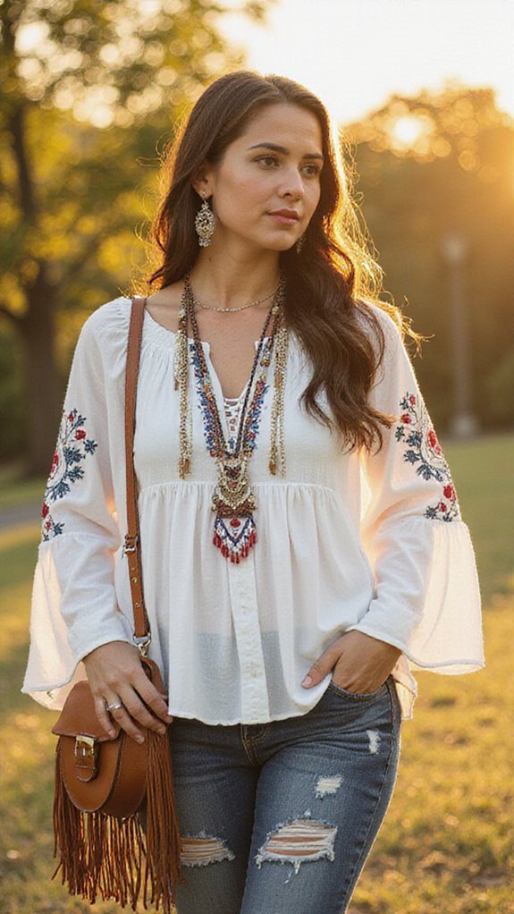 bohemian elegance with denim