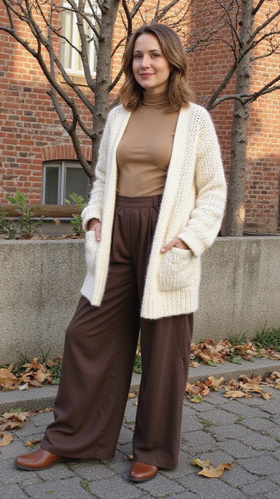 chic cardigan trousers ensemble
