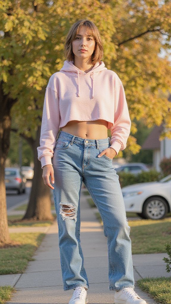 chic cropped hoodie ensemble