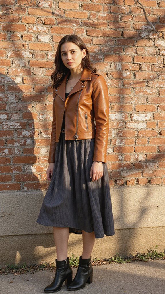 chic leather midi ensemble