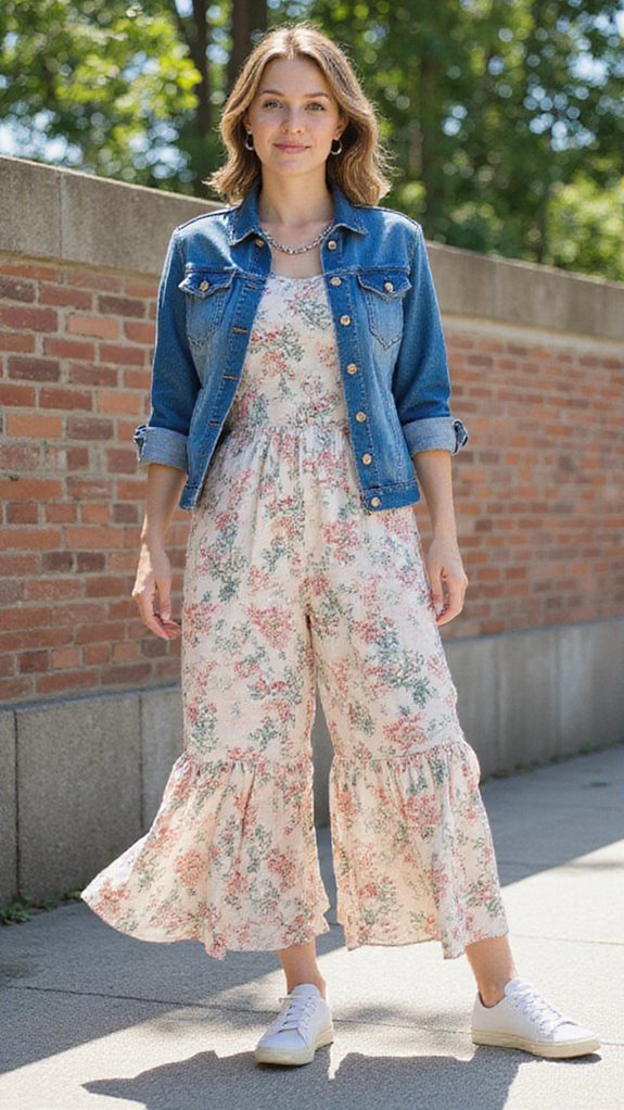 chic romper denim outfit