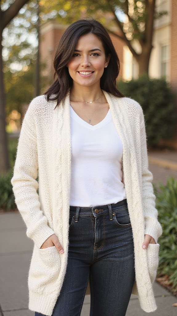 cozy cardigan stylish jeans