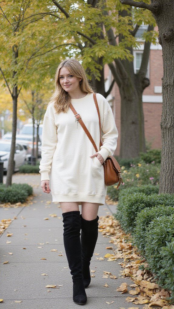 cozy sweatshirt dress ensemble